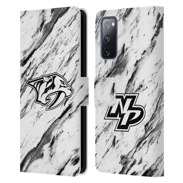 NHL Nashville Predators Marble Leather Book Wallet Case Cover For Samsung Galaxy S20 FE / 5G