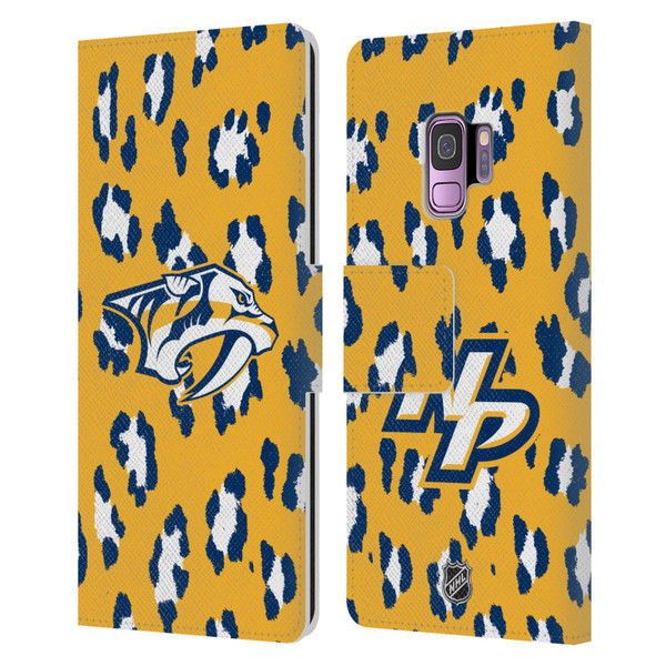 NHL Nashville Predators Leopard Patten Leather Book Wallet Case Cover For Samsung Galaxy S9