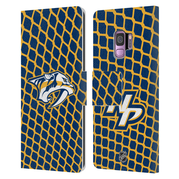 NHL Nashville Predators Net Pattern Leather Book Wallet Case Cover For Samsung Galaxy S9