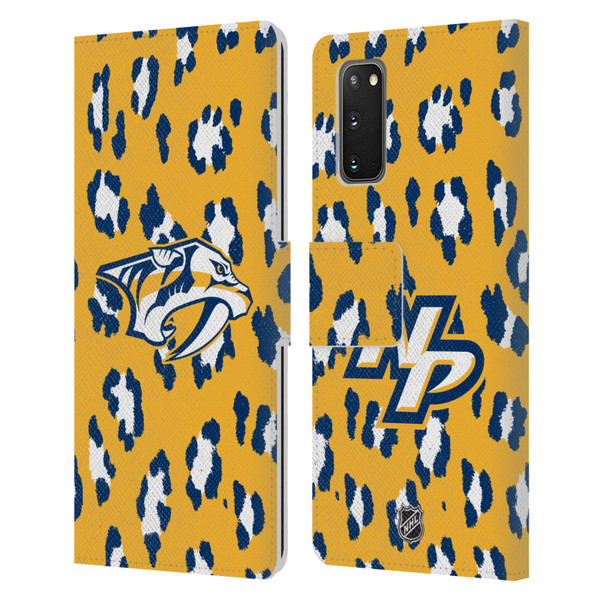 NHL Nashville Predators Leopard Patten Leather Book Wallet Case Cover For Samsung Galaxy S20 / S20 5G