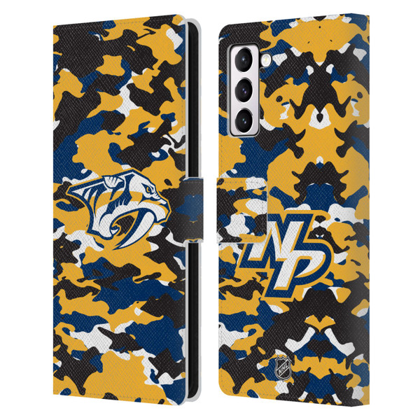 NHL Nashville Predators Camouflage Leather Book Wallet Case Cover For Samsung Galaxy S21+ 5G