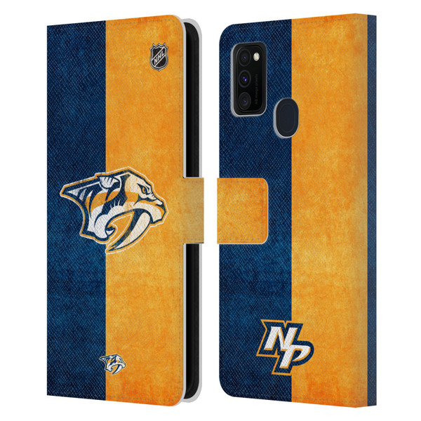 NHL Nashville Predators Half Distressed Leather Book Wallet Case Cover For Samsung Galaxy M30s (2019)/M21 (2020)