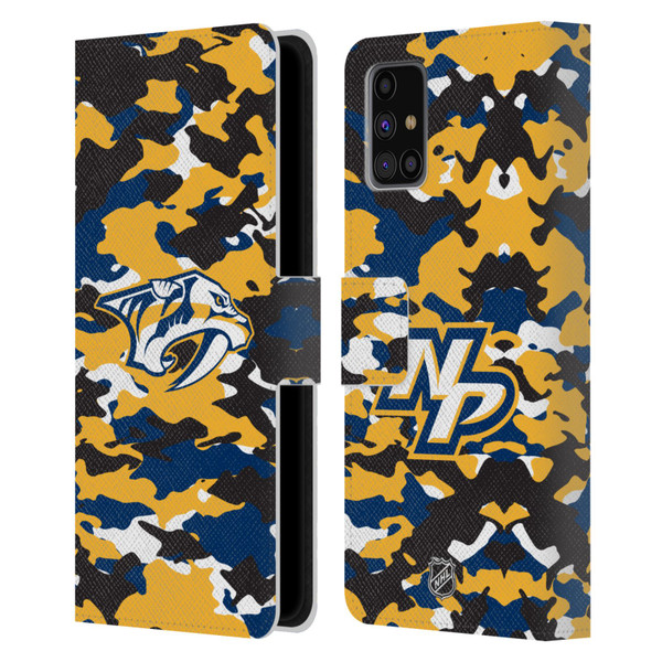 NHL Nashville Predators Camouflage Leather Book Wallet Case Cover For Samsung Galaxy M31s (2020)