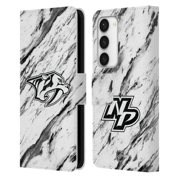 NHL Nashville Predators Marble Leather Book Wallet Case Cover For Samsung Galaxy S23 5G