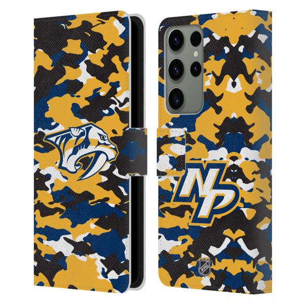 NHL Nashville Predators Camouflage Leather Book Wallet Case Cover For Samsung Galaxy S23 Ultra 5G