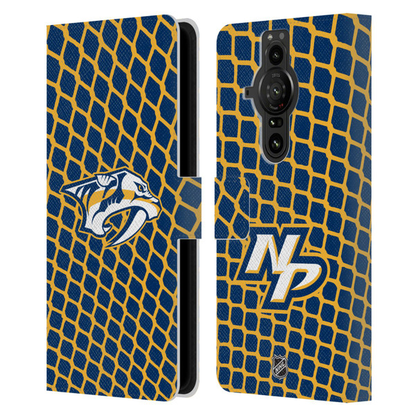 NHL Nashville Predators Net Pattern Leather Book Wallet Case Cover For Sony Xperia Pro-I