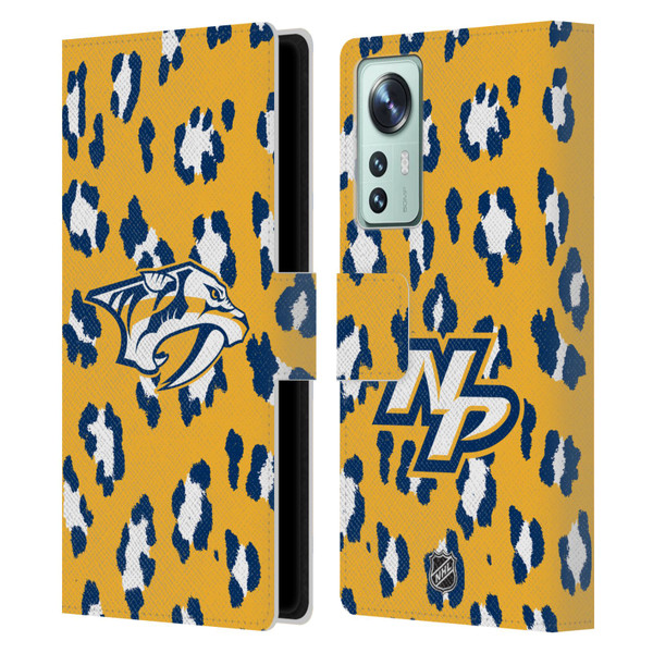 NHL Nashville Predators Leopard Patten Leather Book Wallet Case Cover For Xiaomi 12