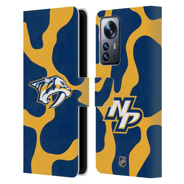 NHL Nashville Predators Cow Pattern Leather Book Wallet Case Cover For Xiaomi 12 Pro