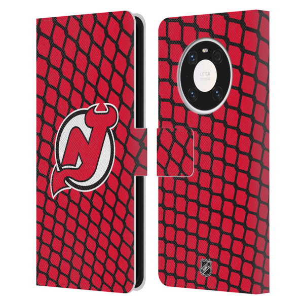 NHL New Jersey Devils Net Pattern Leather Book Wallet Case Cover For Huawei Mate 40 Pro 5G
