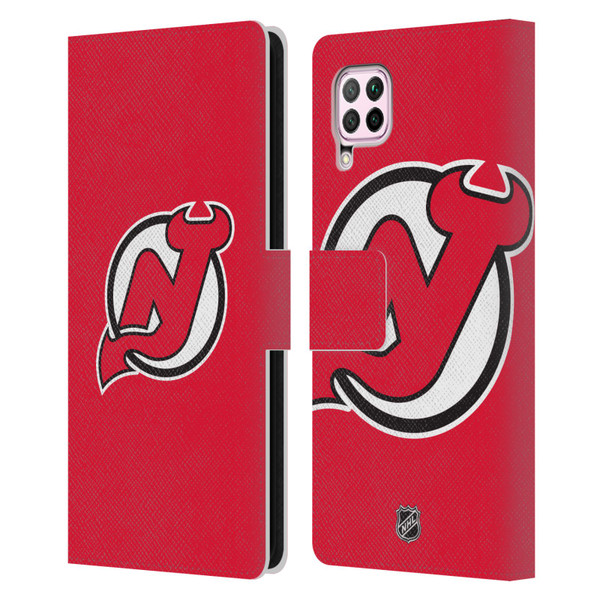 NHL New Jersey Devils Plain Leather Book Wallet Case Cover For Huawei Nova 6 SE / P40 Lite