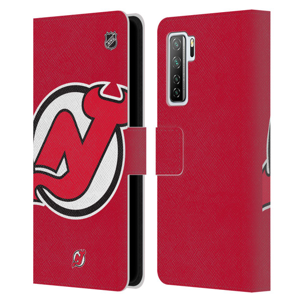 NHL New Jersey Devils Oversized Leather Book Wallet Case Cover For Huawei Nova 7 SE/P40 Lite 5G