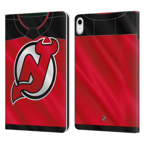 NHL New Jersey Devils Jersey Leather Book Wallet Case Cover For Apple iPad 10.9 (2022)