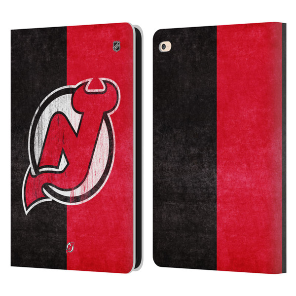 NHL New Jersey Devils Half Distressed Leather Book Wallet Case Cover For Apple iPad Air 2 (2014)