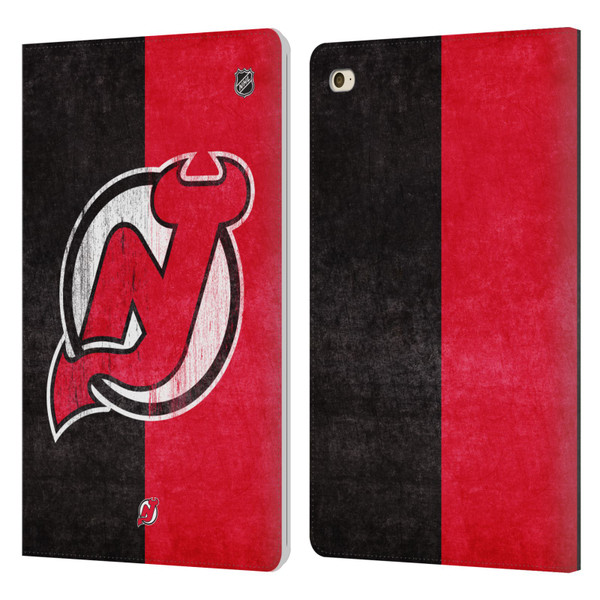 NHL New Jersey Devils Half Distressed Leather Book Wallet Case Cover For Apple iPad mini 4