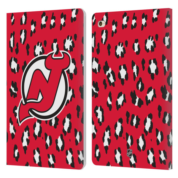 NHL New Jersey Devils Leopard Patten Leather Book Wallet Case Cover For Apple iPad mini 4