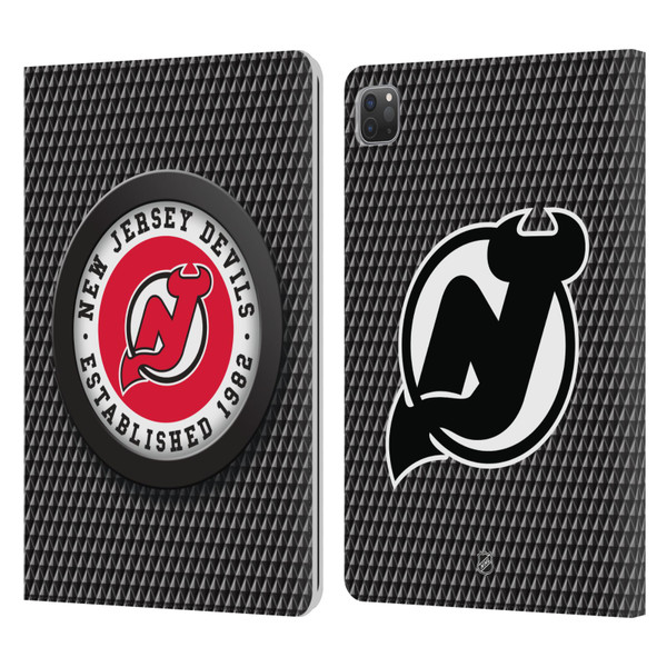NHL New Jersey Devils Puck Texture Leather Book Wallet Case Cover For Apple iPad Pro 11 2020 / 2021 / 2022