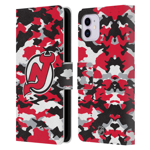 NHL New Jersey Devils Camouflage Leather Book Wallet Case Cover For Apple iPhone 11