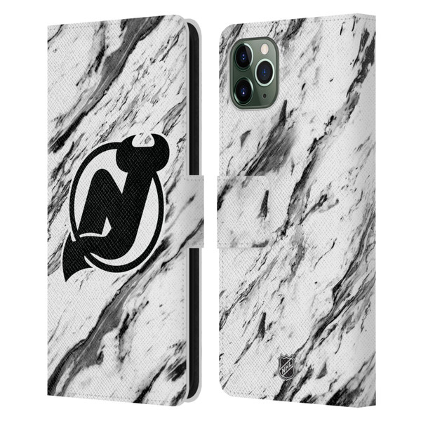 NHL New Jersey Devils Marble Leather Book Wallet Case Cover For Apple iPhone 11 Pro Max