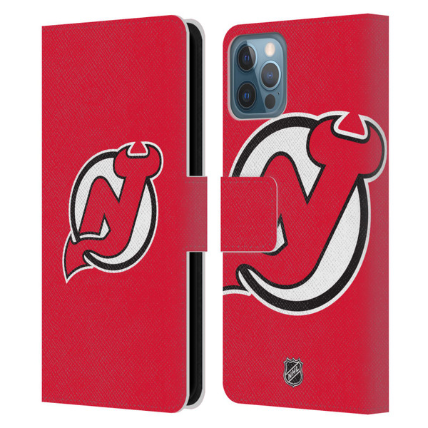 NHL New Jersey Devils Plain Leather Book Wallet Case Cover For Apple iPhone 12 / iPhone 12 Pro