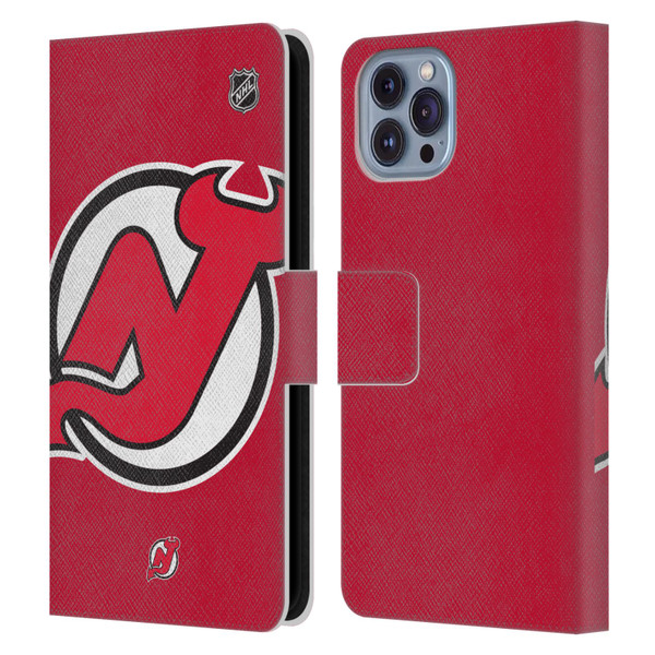 NHL New Jersey Devils Oversized Leather Book Wallet Case Cover For Apple iPhone 14