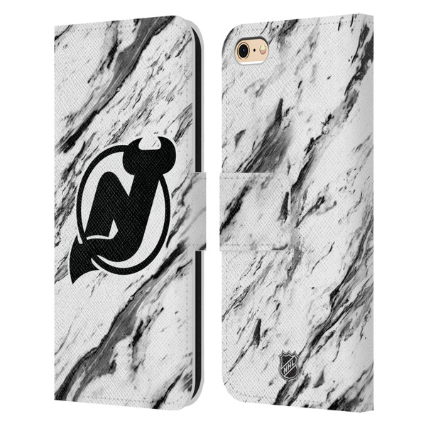 NHL New Jersey Devils Marble Leather Book Wallet Case Cover For Apple iPhone 6 / iPhone 6s
