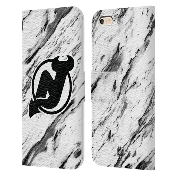 NHL New Jersey Devils Marble Leather Book Wallet Case Cover For Apple iPhone 6 Plus / iPhone 6s Plus