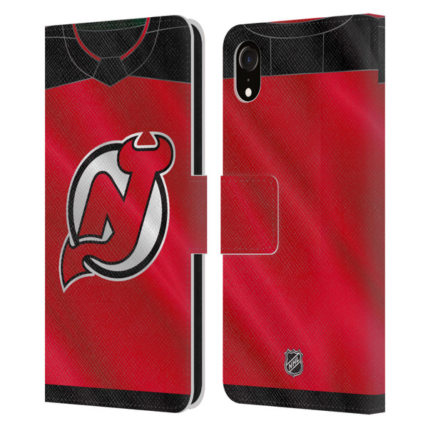 NHL New Jersey Devils Jersey Leather Book Wallet Case Cover For Apple iPhone XR