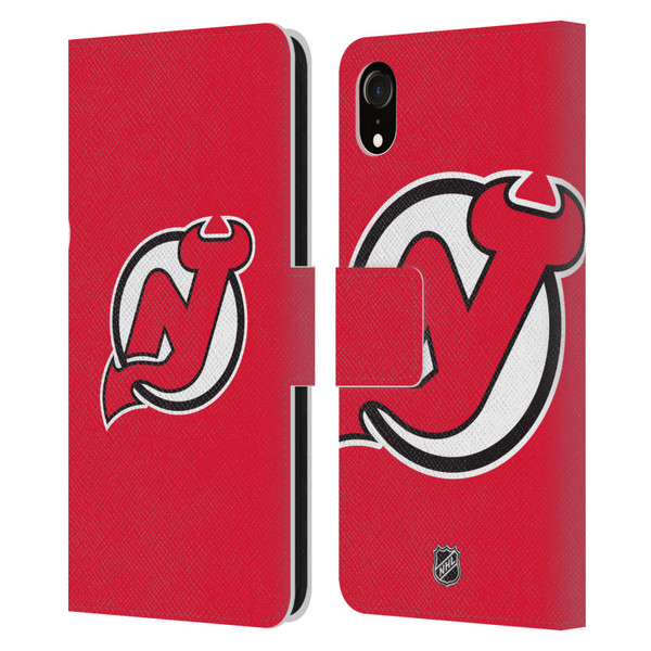 NHL New Jersey Devils Plain Leather Book Wallet Case Cover For Apple iPhone XR