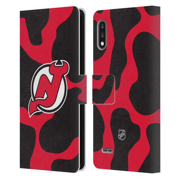 NHL New Jersey Devils Cow Pattern Leather Book Wallet Case Cover For LG K22
