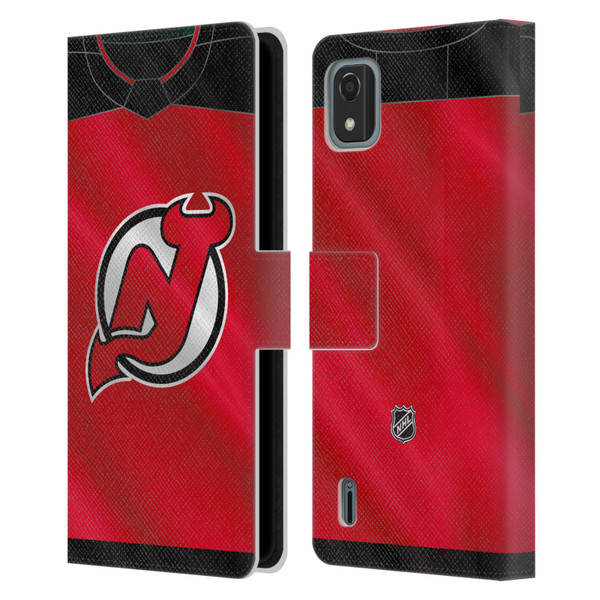 NHL New Jersey Devils Jersey Leather Book Wallet Case Cover For Nokia C2 2nd Edition