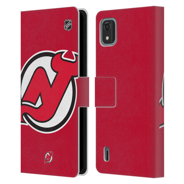 NHL New Jersey Devils Oversized Leather Book Wallet Case Cover For Nokia C2 2nd Edition