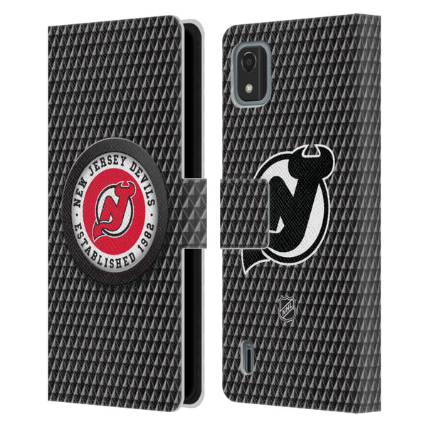 NHL New Jersey Devils Puck Texture Leather Book Wallet Case Cover For Nokia C2 2nd Edition
