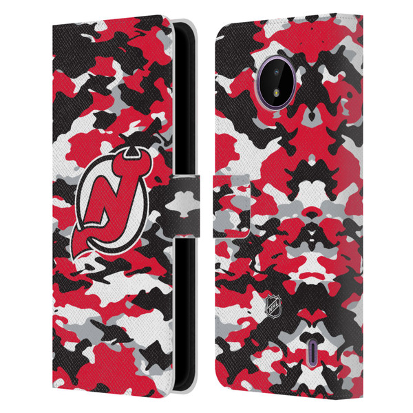 NHL New Jersey Devils Camouflage Leather Book Wallet Case Cover For Nokia C10 / C20
