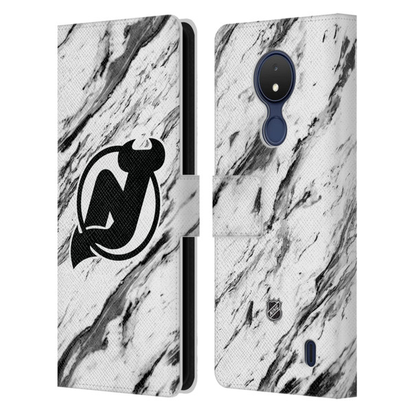 NHL New Jersey Devils Marble Leather Book Wallet Case Cover For Nokia C21