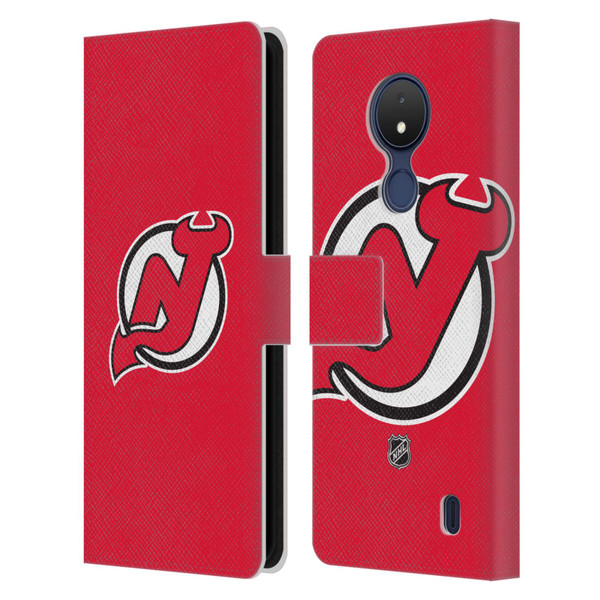 NHL New Jersey Devils Plain Leather Book Wallet Case Cover For Nokia C21