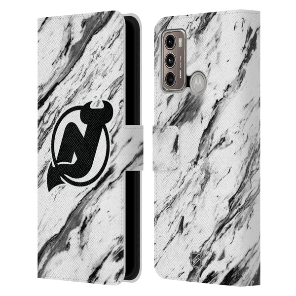 NHL New Jersey Devils Marble Leather Book Wallet Case Cover For Motorola Moto G60 / Moto G40 Fusion