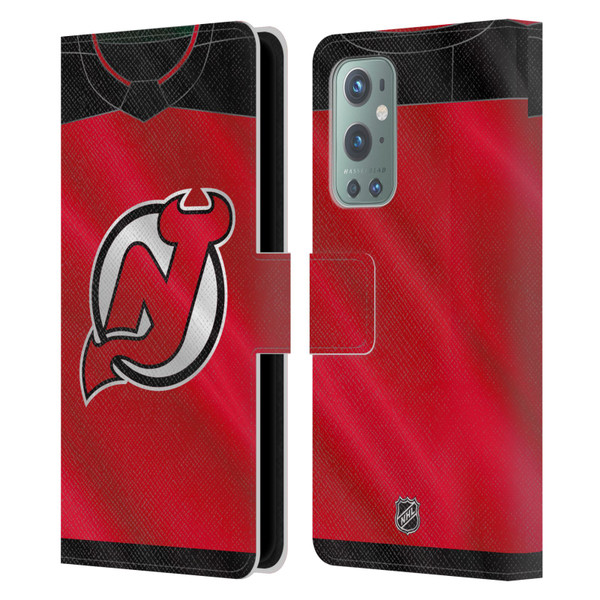 NHL New Jersey Devils Jersey Leather Book Wallet Case Cover For OnePlus 9