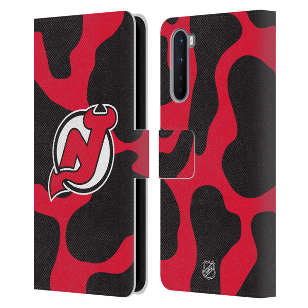 NHL New Jersey Devils Cow Pattern Leather Book Wallet Case Cover For OnePlus Nord 5G