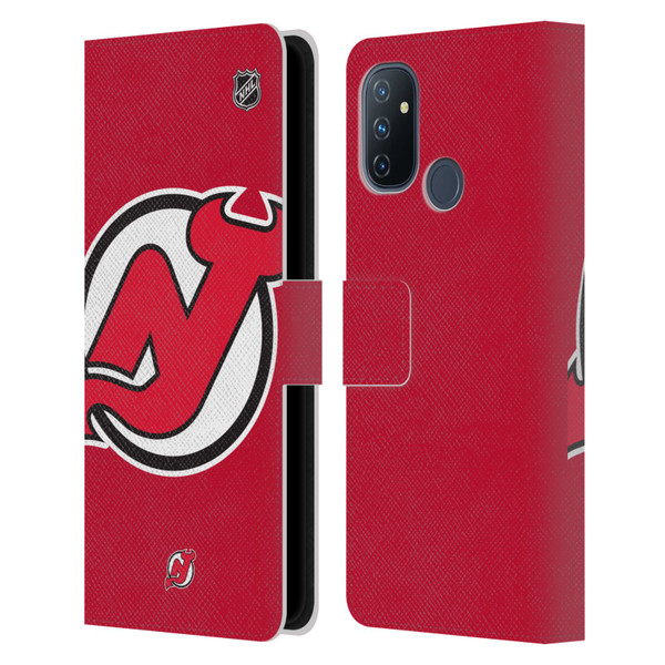 NHL New Jersey Devils Oversized Leather Book Wallet Case Cover For OnePlus Nord N100