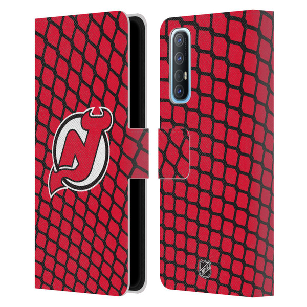 NHL New Jersey Devils Net Pattern Leather Book Wallet Case Cover For OPPO Find X2 Neo 5G