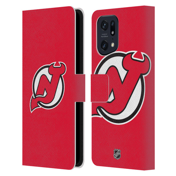 NHL New Jersey Devils Plain Leather Book Wallet Case Cover For OPPO Find X5