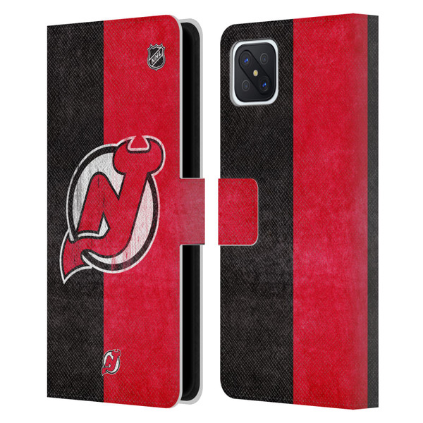 NHL New Jersey Devils Half Distressed Leather Book Wallet Case Cover For OPPO Reno4 Z 5G