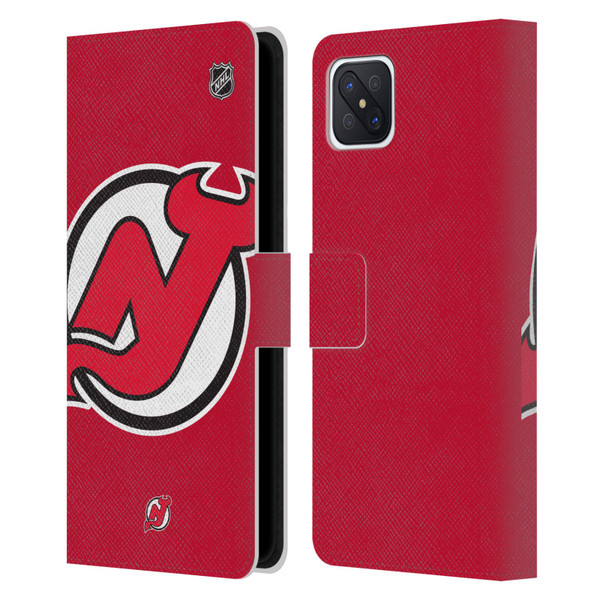NHL New Jersey Devils Oversized Leather Book Wallet Case Cover For OPPO Reno4 Z 5G