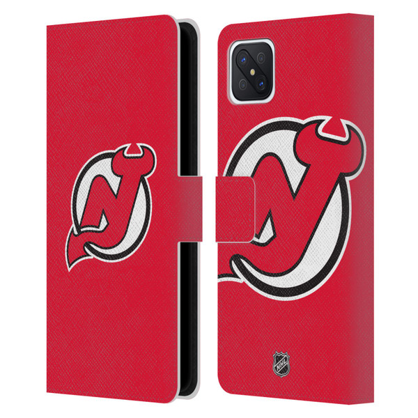 NHL New Jersey Devils Plain Leather Book Wallet Case Cover For OPPO Reno4 Z 5G