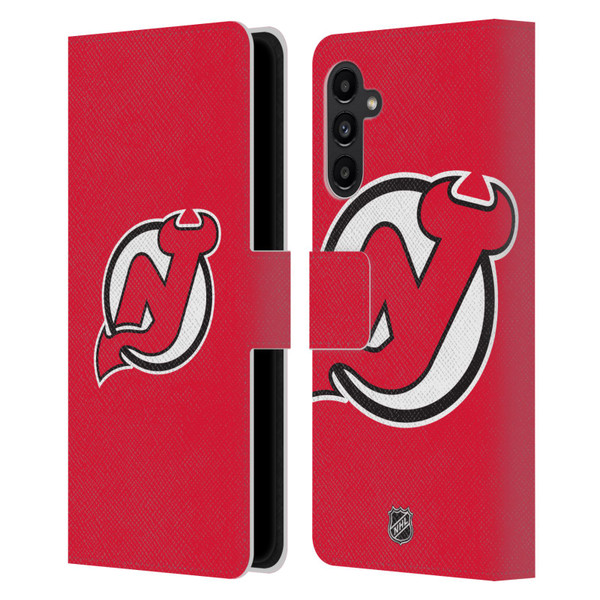 NHL New Jersey Devils Plain Leather Book Wallet Case Cover For Samsung Galaxy A13 5G (2021)