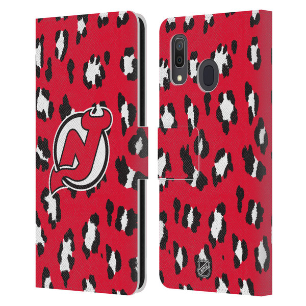 NHL New Jersey Devils Leopard Patten Leather Book Wallet Case Cover For Samsung Galaxy A33 5G (2022)