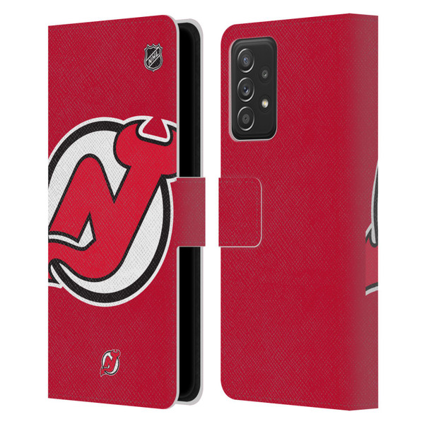 NHL New Jersey Devils Oversized Leather Book Wallet Case Cover For Samsung Galaxy A52 / A52s / 5G (2021)