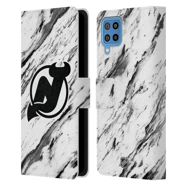NHL New Jersey Devils Marble Leather Book Wallet Case Cover For Samsung Galaxy F22 (2021)