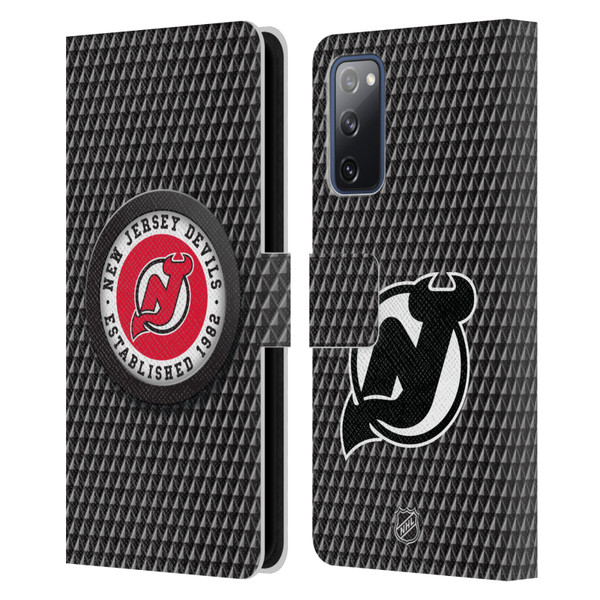 NHL New Jersey Devils Puck Texture Leather Book Wallet Case Cover For Samsung Galaxy S20 FE / 5G