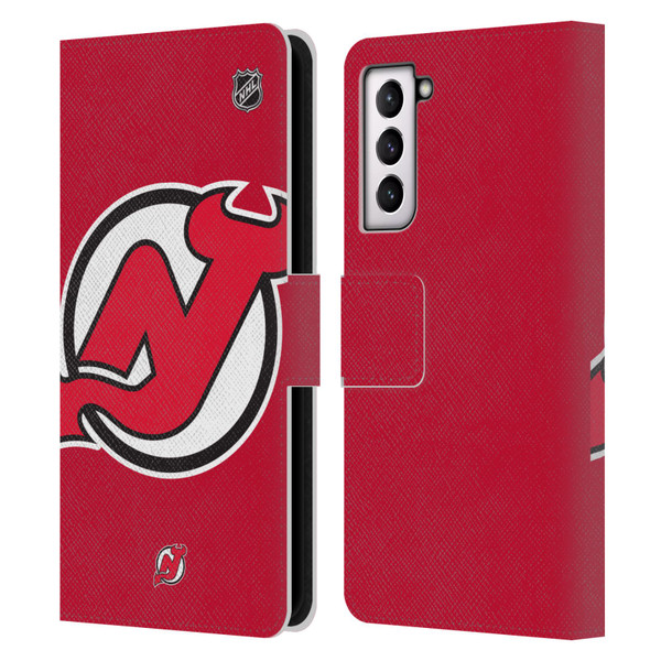 NHL New Jersey Devils Oversized Leather Book Wallet Case Cover For Samsung Galaxy S21 5G